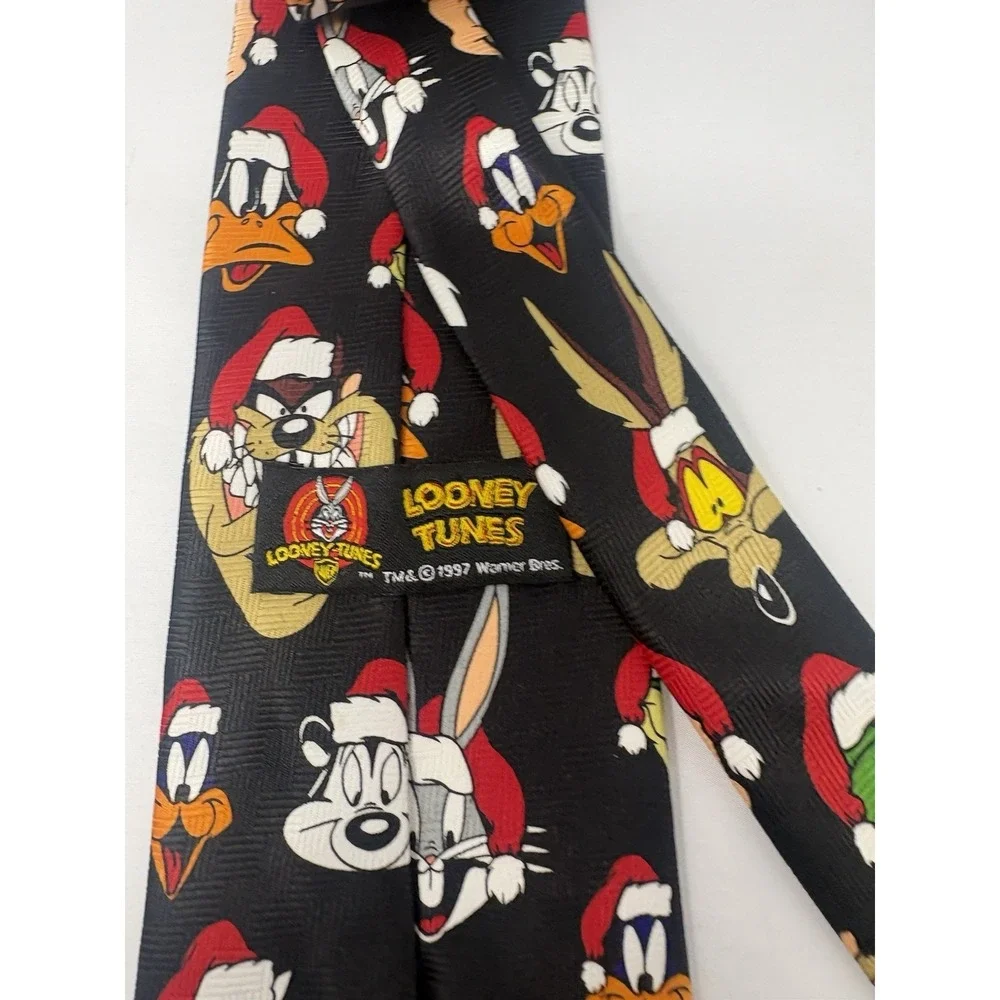 Vintage Necktie Looney Tunes 1997 Christmas Cartoon Bugs Daffy Tweety Taz